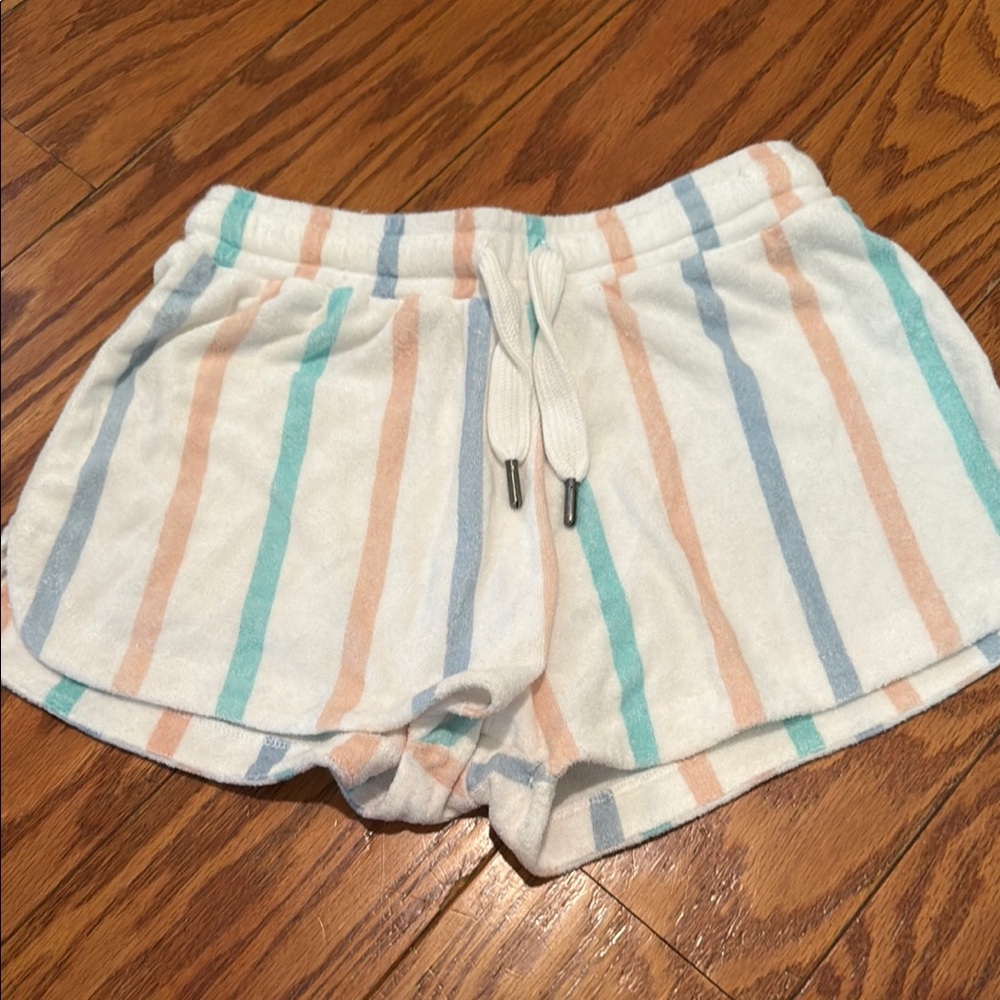 Ocean Drive White and Blue Athletic Shorts with Elastic Waistband
